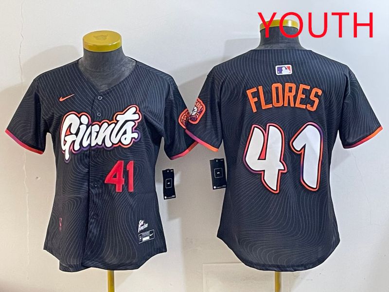 Youth San Francisco Giants #41 Flores Black Joint Name 2025 Nike MLB Jersey style 4->youth mlb jersey->Youth Jersey